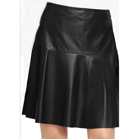 Lauren Ralph Lauren Lamb Leather A Line Mini Skirt US Women's 14 Plus - Picture 1 of 6